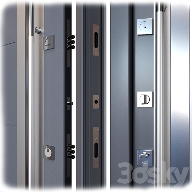 Entrance metal door Inox S-2 (Your Frame) 3DS Max Model - thumbnail 2