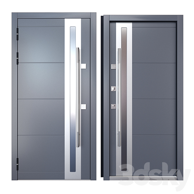 Entrance metal door Inox S-2 (Your Frame) 3DS Max Model - thumbnail 3