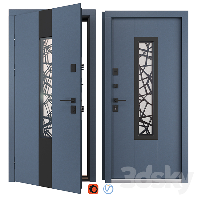 Entrance metal door Olimpia Glass (Abvehr) 3ds Max - thumbnail 1