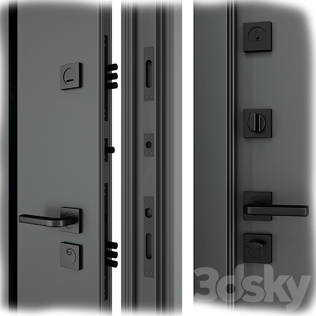 Entrance metal door Street (QDoors) 3DS Max Model - thumbnail 2