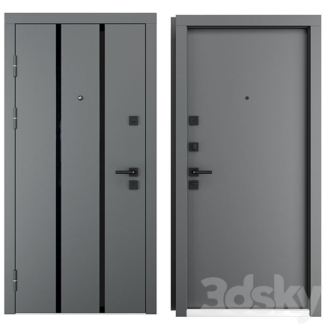 Entrance metal door Street (QDoors) 3DS Max Model - thumbnail 3