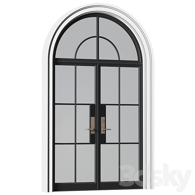 Entrance street arched Doors in Art Deco style.Entrance to the house.Front Door.Arched Opening Window.Outdoor Entrance classic door.External Doors. Exterior Door.Street Doors 3DS Max Model - thumbnail 2