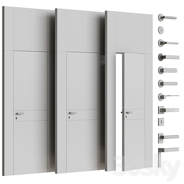 Flush-mounted doors with fittings 3DS Max Model - thumbnail 4