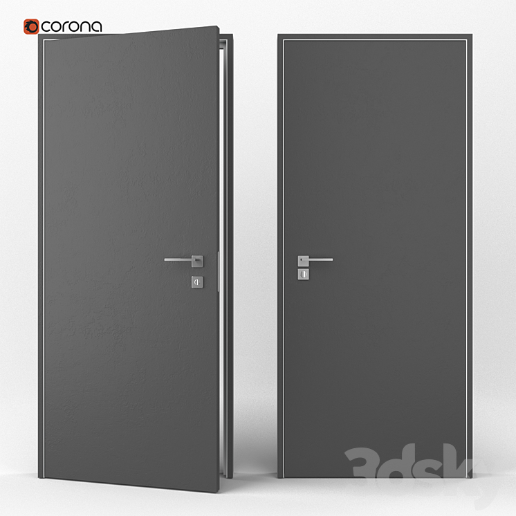 Flush-mounted interior door 3DS Max - thumbnail 1