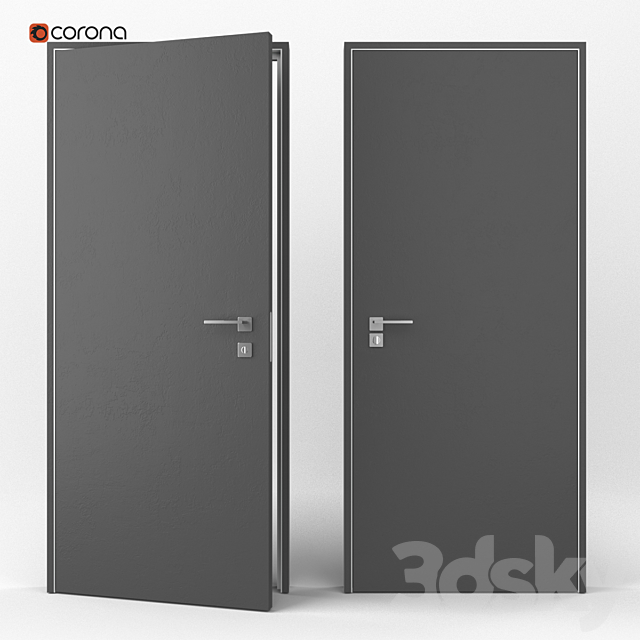 Flush-mounted interior door 3DSMax File - thumbnail 1