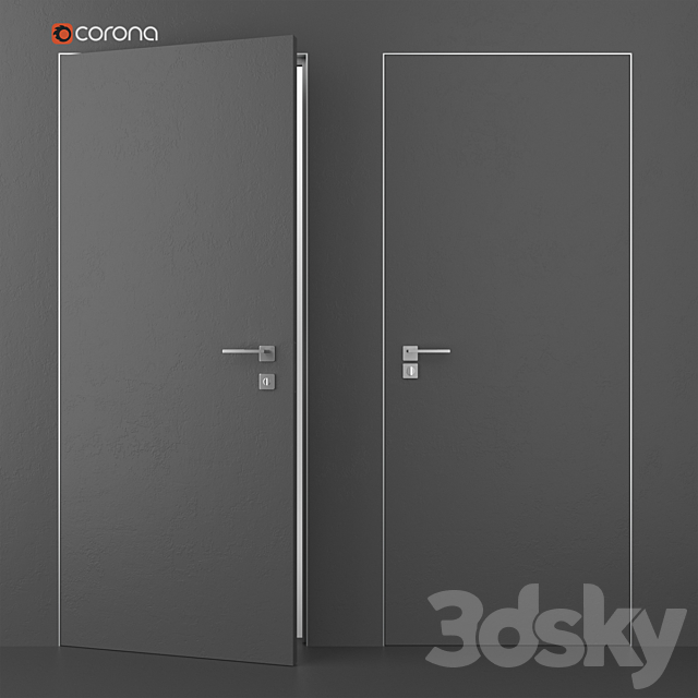 Flush-mounted interior door 3DSMax File - thumbnail 2