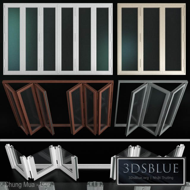 Folding stained Glass Aluminum Doors 3DS Max - thumbnail 3