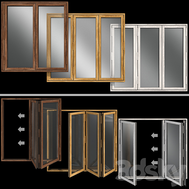 Folding stained Glass Wooden Doors 3ds Max - thumbnail 1