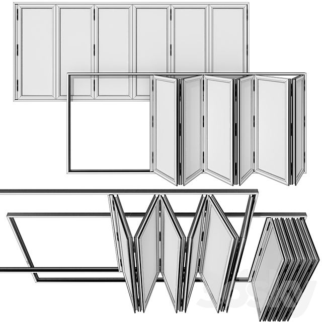 Folding stained Glass Wooden Doors 3DS Max Model - thumbnail 2