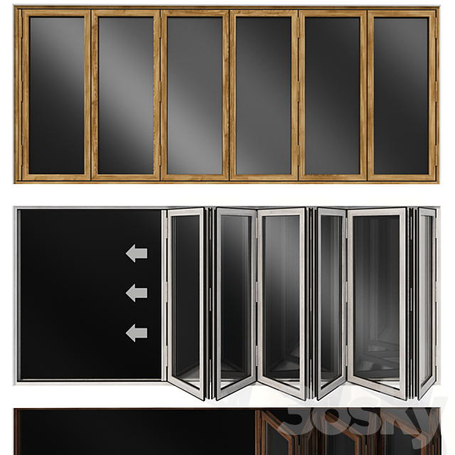 Folding stained Glass Wooden Doors 3DS Max Model - thumbnail 4