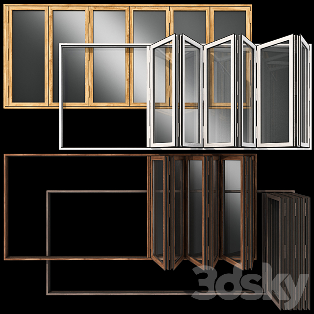 Folding stained Glass Wooden Doors 3DS Max Model - thumbnail 5