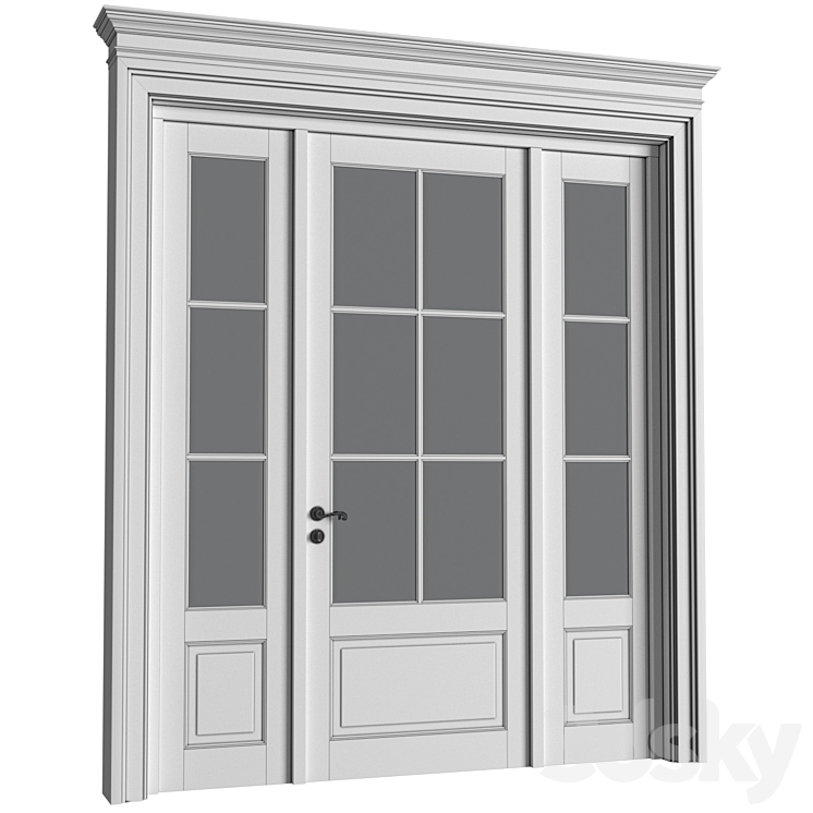 French Interior doors in classic style. French Art Deco Modern Door Partition.Entrance to the house 3DS Max Model - thumbnail 2