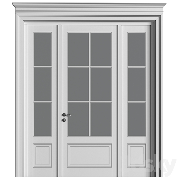 French Interior doors in classic style. French Art Deco Modern Door Partition.Entrance to the house 3DS Max Model - thumbnail 3