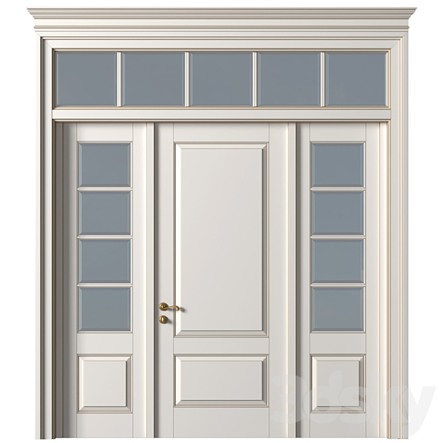 French Interior doors in classic style. French Art Deco Modern Door Partition.Entrance to the house 3ds Max - thumbnail 1