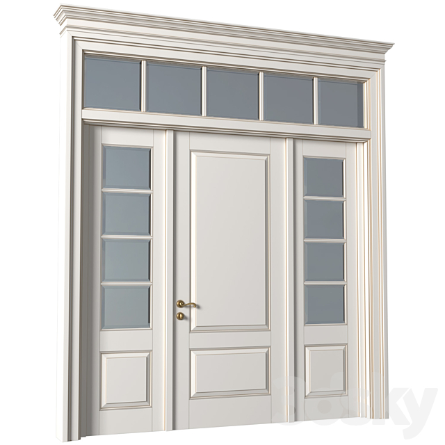 French Interior doors in classic style. French Art Deco Modern Door Partition.Entrance to the house 3ds Max - thumbnail 2