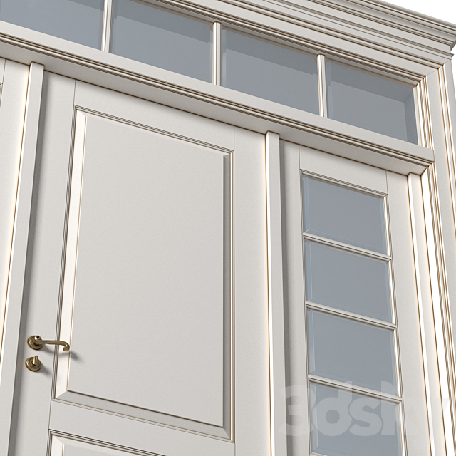 French Interior doors in classic style. French Art Deco Modern Door Partition.Entrance to the house 3ds Max - thumbnail 3