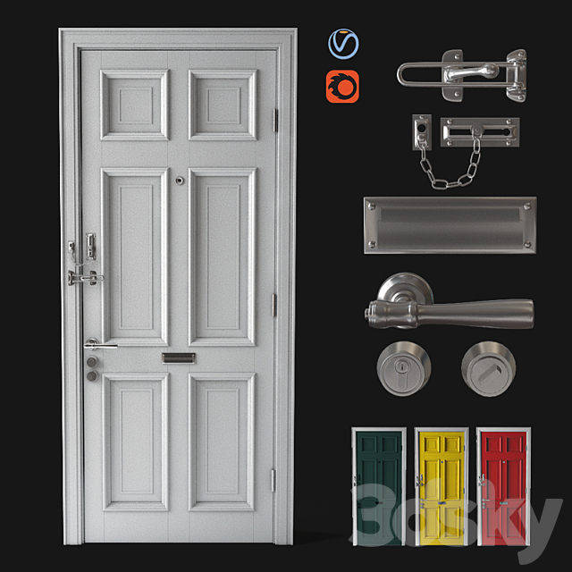 Front door _ door chain _ door lock 3DSMax File - thumbnail 1