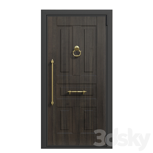 Front door with a hammer and a decorative handle 3DSMax File - thumbnail 1