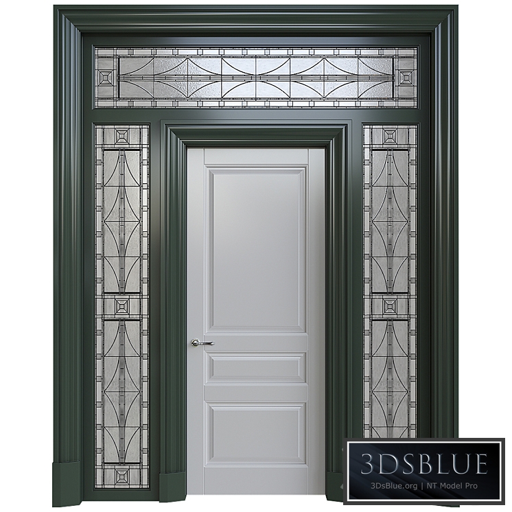 Front door with stained glass 3DS Max - thumbnail 3