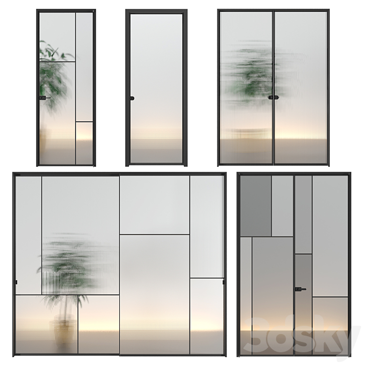 Glas Italia doors Set 01 3DS Max Model - thumbnail 1