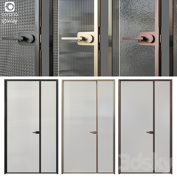 Glas Italia swing doors 3DS Max - thumbnail 1