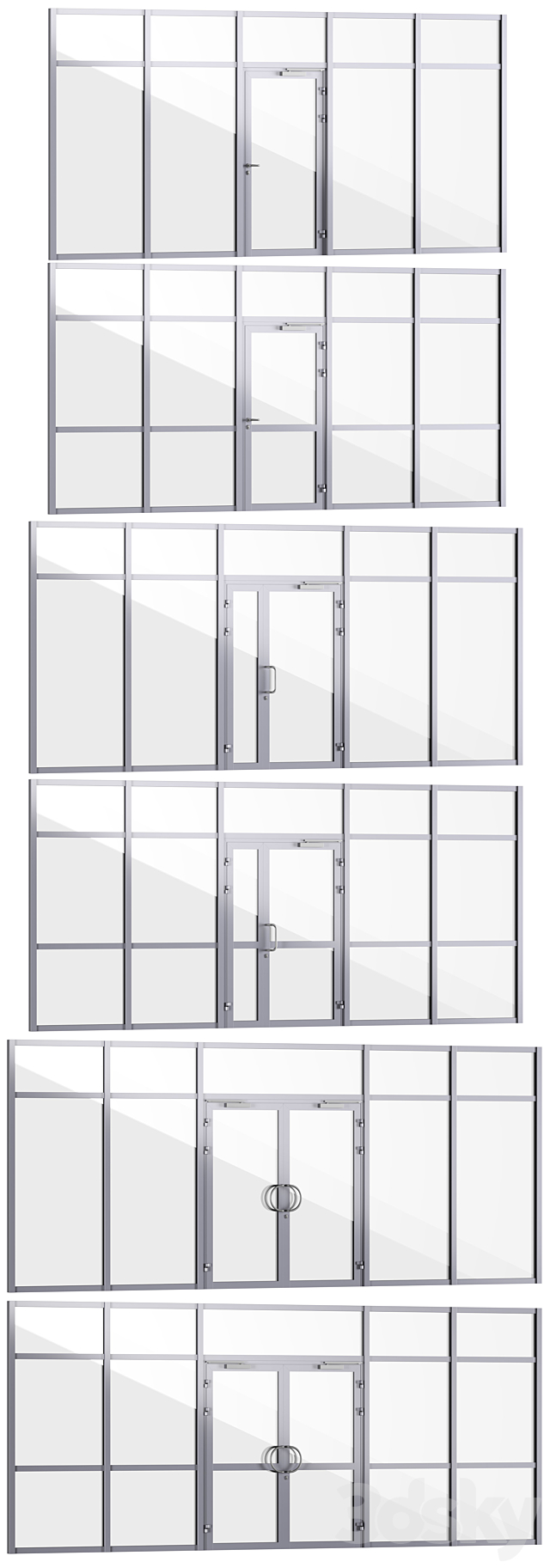 Glass fire doors and partitions. a set of handles 3DSMax File - thumbnail 3