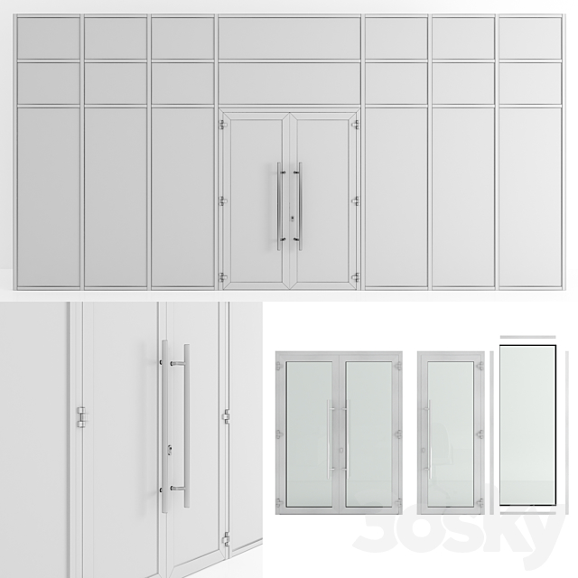 Glass fire doors and partitions Nayada. Rack profile. 3DS Max Model - thumbnail 3