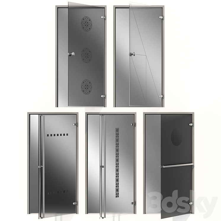 Glass metal swing door 3DS Max Model - thumbnail 1