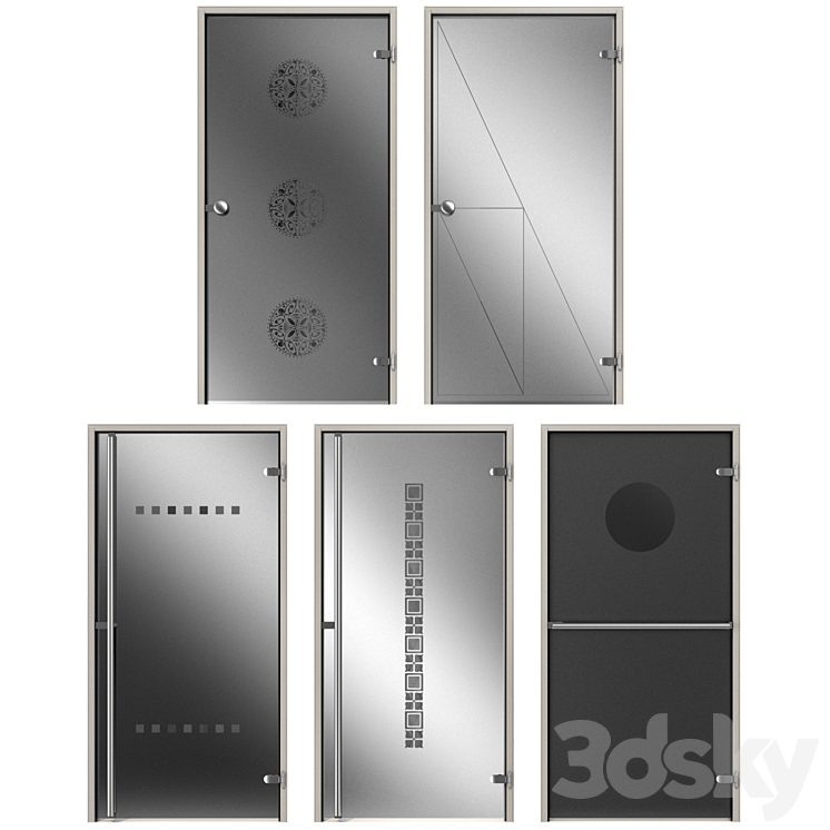 Glass metal swing door 3DS Max Model - thumbnail 2