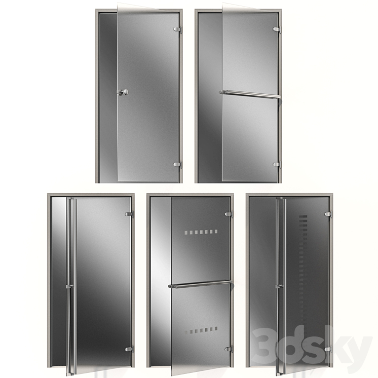 Glass metal swing door 3DS Max - thumbnail 1