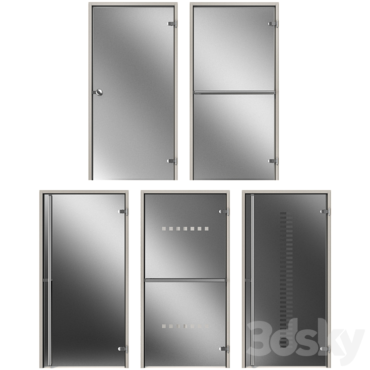 Glass metal swing door 3DS Max - thumbnail 2