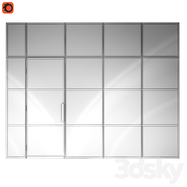 Glass partition 3DS Max Model - thumbnail 3