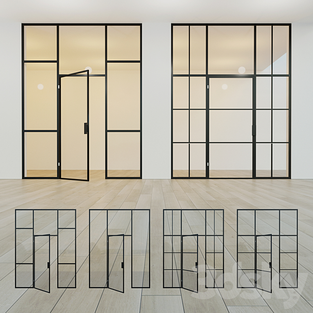 Glass partition. A door. 12 3ds Max - thumbnail 1