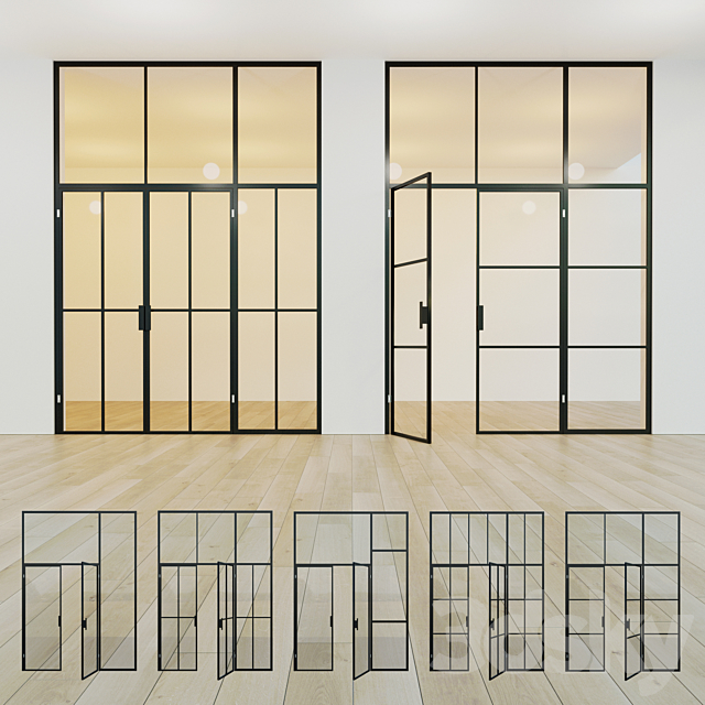 Glass partition. A door. 15 3ds Max - thumbnail 1