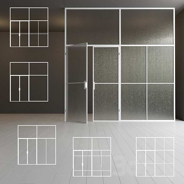 Glass partition. A door. 43 3ds Max - thumbnail 1