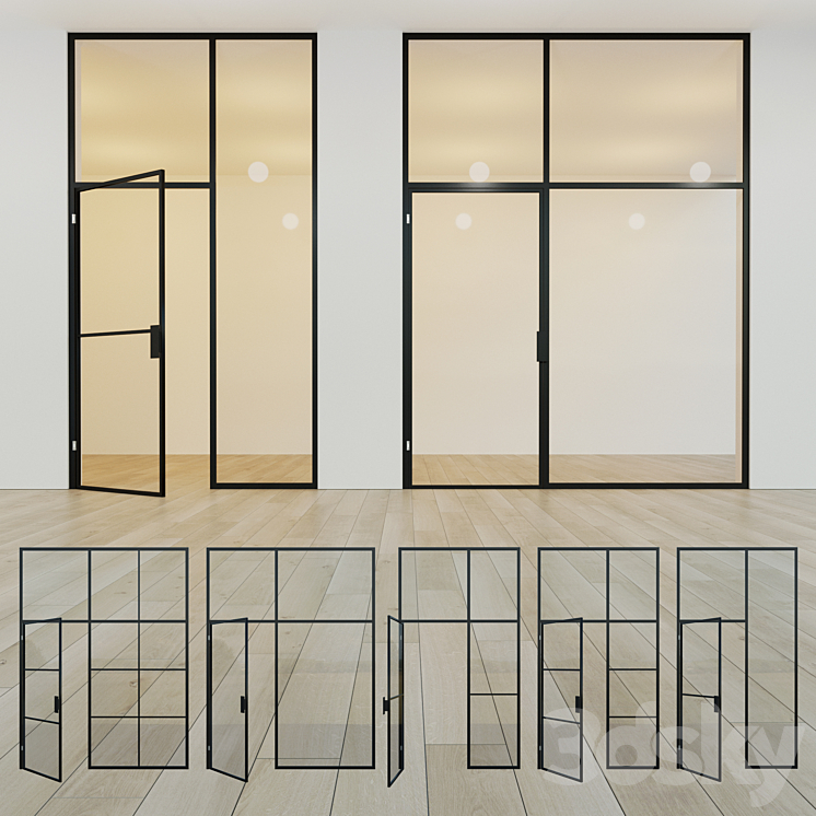 Glass partition. A door. eleven 3DS Max - thumbnail 1