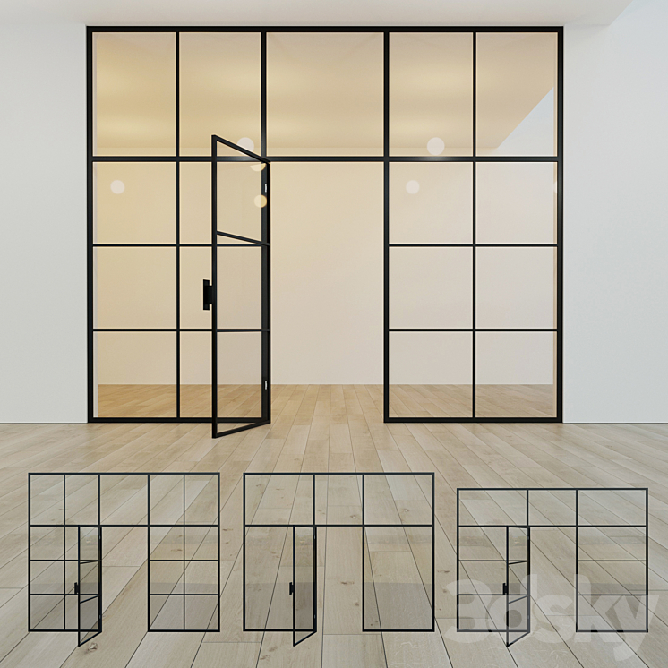 Glass partition. A door. ten 3DS Max - thumbnail 1