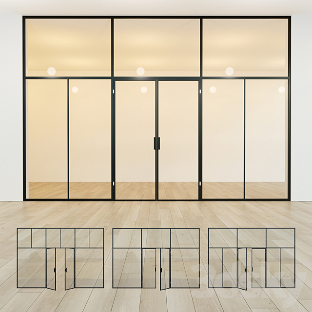 Glass partition. Door. 40 3ds Max - thumbnail 1