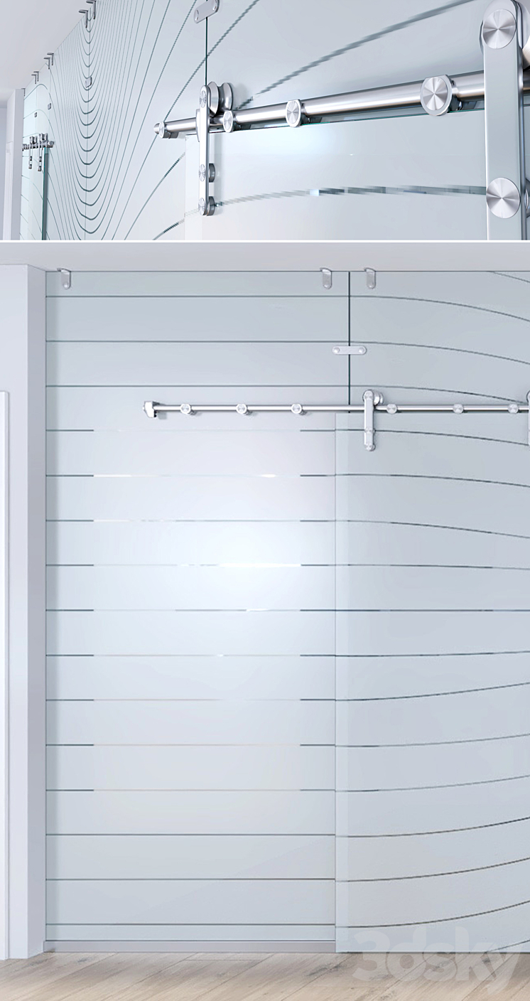 Glass partition with sliding doors – 3 3DS Max - thumbnail 2