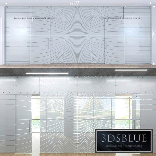 Glass partition with sliding doors – 3 3DS Max - thumbnail 3