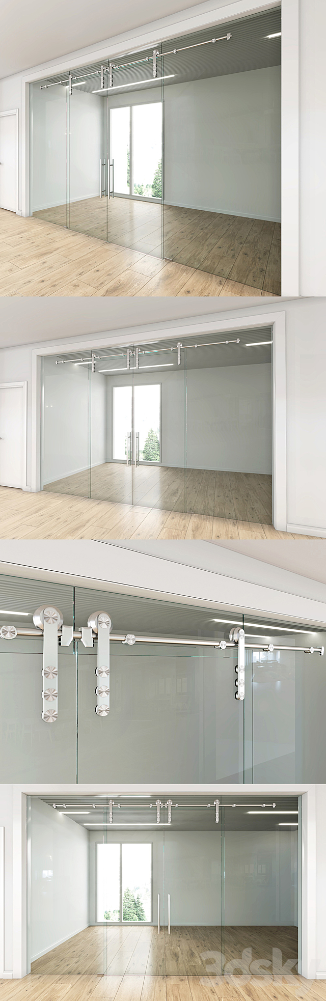 Glass partition with sliding doors – 4 3DSMax File - thumbnail 2