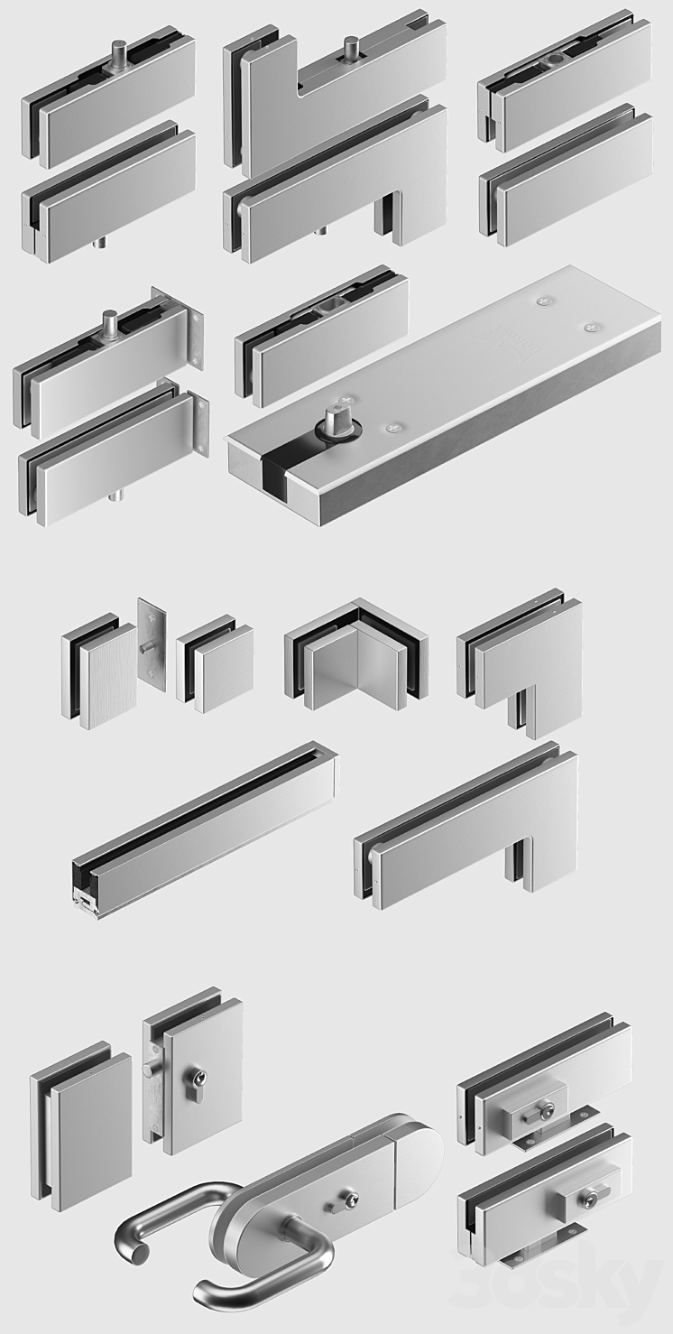 Glass partitions and doors 3DS Max - thumbnail 2