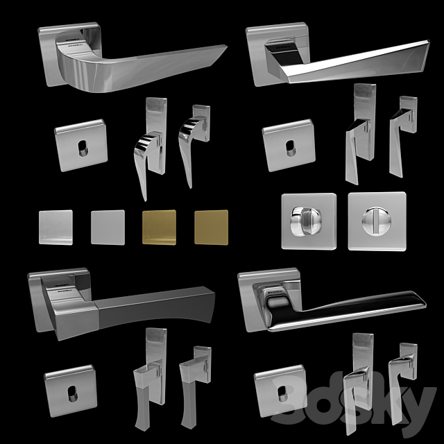 Handles for doors and windows Mandelli (4 pcs.. 4 colors) 3 3DSMax File - thumbnail 1