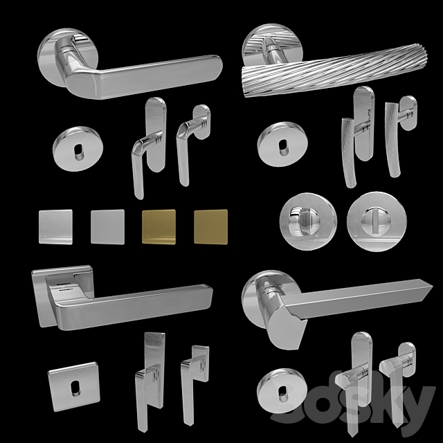 Handles for doors and windows Mandelli (4 pcs. 4 colors) 6 3ds Max - thumbnail 1