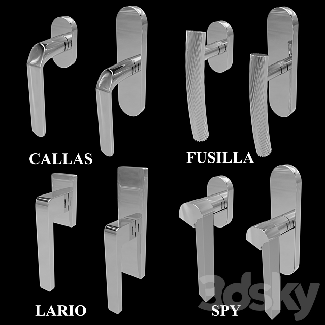 Handles for doors and windows Mandelli (4 pcs. 4 colors) 6 3ds Max - thumbnail 2