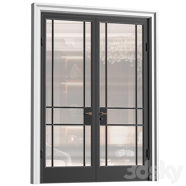 Interior Doors in Art Deco style with corrugated glass. Entrance Art Deco Interior Modern Doors 3DS Max Model - thumbnail 1