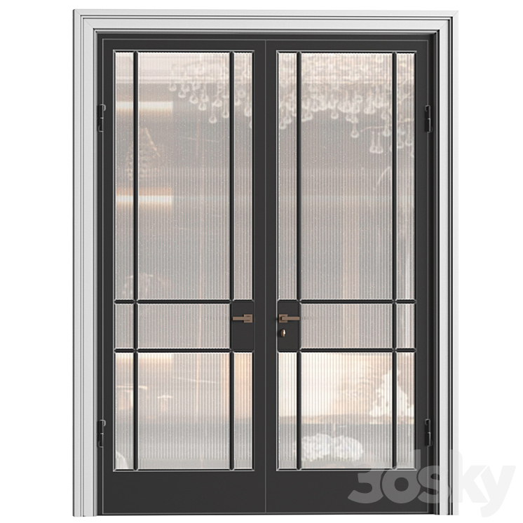 Interior Doors in Art Deco style with corrugated glass. Entrance Art Deco Interior Modern Doors 3DS Max Model - thumbnail 2