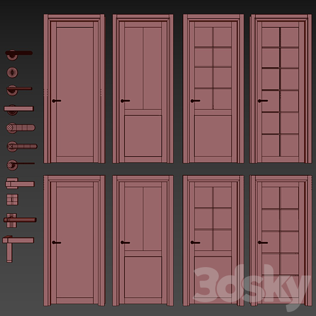 Interior doors with frame and fittings 3DS Max Model - thumbnail 6