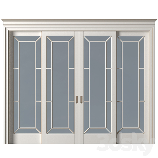 Interior sliding doors in classic style. French Art Deco Sliding Folding Modern Doors Glass 3ds Max - thumbnail 1