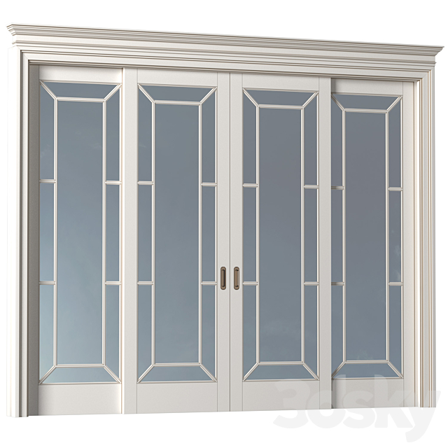 Interior sliding doors in classic style. French Art Deco Sliding Folding Modern Doors Glass 3ds Max - thumbnail 2